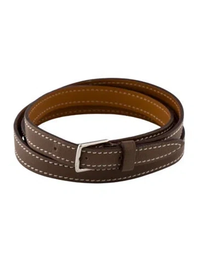 Pre-owned Hermes Mini Etriviere 4 Tours Bracelet In Gray