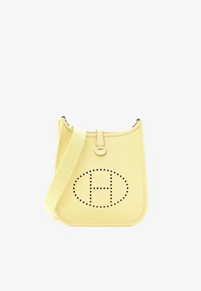 Hermes Mini Evelyne 16 Amazone In Jaune Milton Clemence Leather With Palladium Hardware