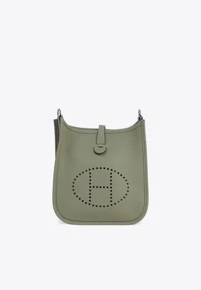 Hermes Mini Evelyne 16 Amazone In Sauge Taurillon Clemence With Palladium Hardware In Green