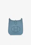 Hermes Mini Evelyne 16 In Bleu Jean Clemence Leather With Gold Hardware In Bleu Jean