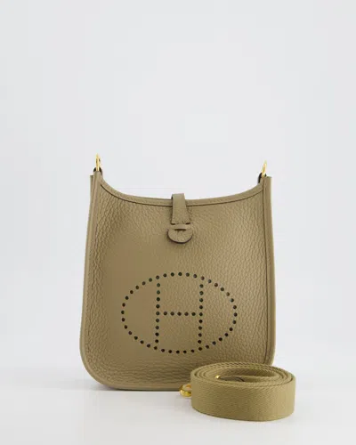 Pre-owned Hermes Hermès Mini Evelyne Bag In Marfa Clemence Leather With Gold Hardware In Beige