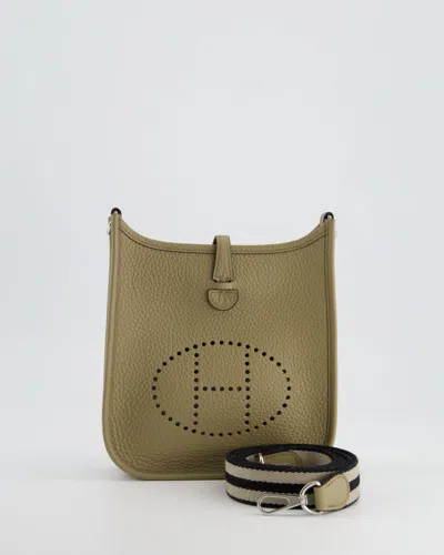 Pre-owned Hermes Hermès Mini Evelyne Bag In Marfa Clemence Leather With Palladium Hardware In Beige