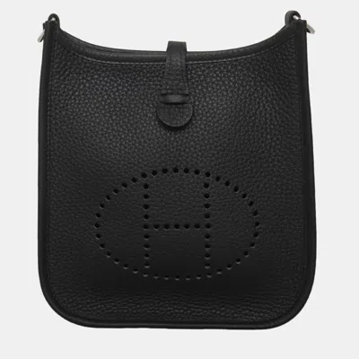 Pre-owned Hermes Mini Evelyne Bag With Amazone Strap In Black