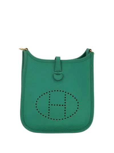 Pre-owned Hermes Mini Evelyne Crossbody Bag In Green