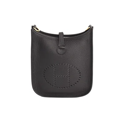 Pre-owned Hermes Mini Evelyne Gold Hardware Black