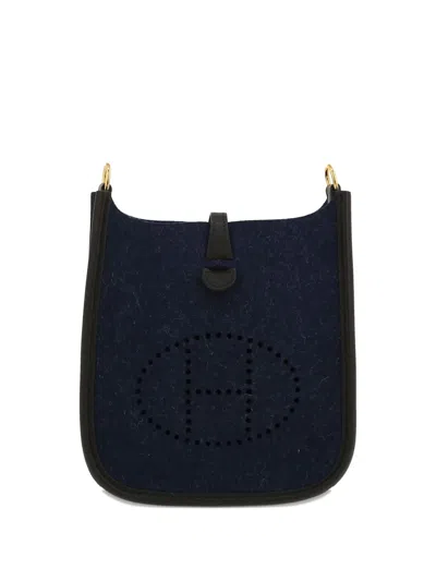 Pre-owned Hermes Mini Evelyne Shoulder Bag In Blue