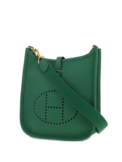 Pre-owned Hermes Mini Evelyne Shoulder Bag In Green