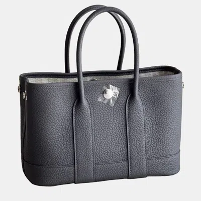 Pre-owned Hermes Mini Garden Party 85 Slate Grey All Leather