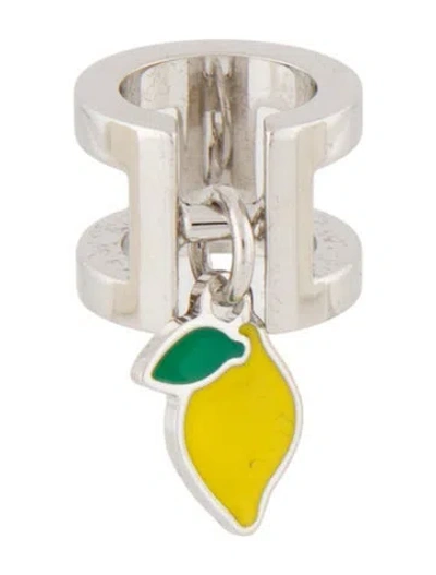 Pre-owned Hermes Mini H Citron Twilly Ring In Gold