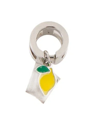 Pre-owned Hermes Mini H Citron Twilly Ring In Metallic/yellow