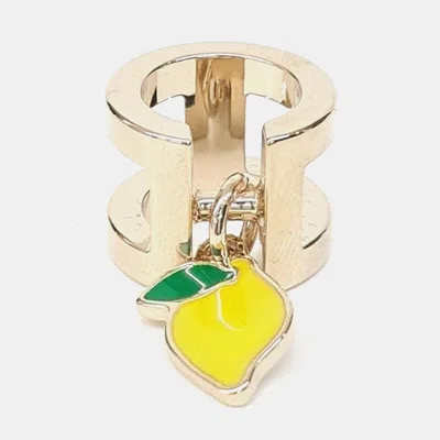 Pre-owned Hermes Hermès Mini H Citron Twilly Scarf Ring In Multi