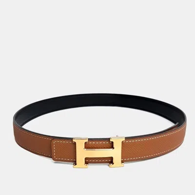 Pre-owned Hermes Hermès Mini H Reversible Belt (y) In Brown