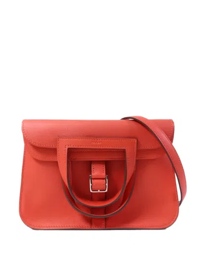 Pre-owned Hermes Mini Halzan Shoulder Bag In Red