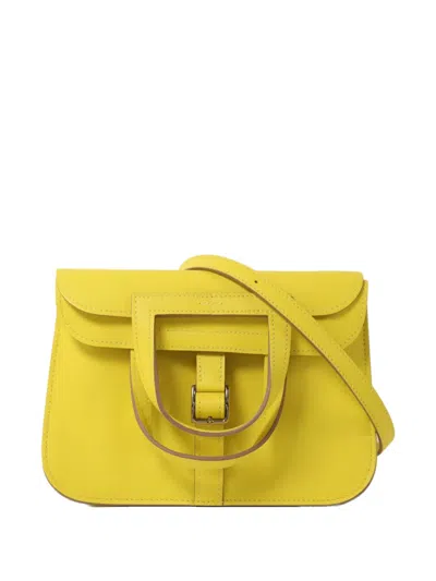 Pre-owned Hermes Mini Halzan Tote Bag In Yellow