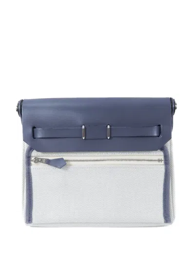 Pre-owned Hermes Mini Herbag Canvas Shoulder Bag In Gray