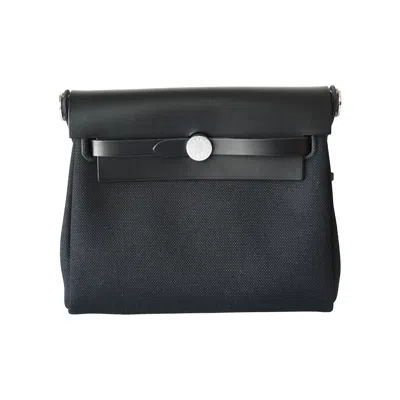 Pre-owned Hermes Mini Herbag Palladium Hardware Black