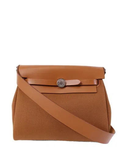 Pre-owned Hermes Mini Herbag Shoulder Bag In Brown
