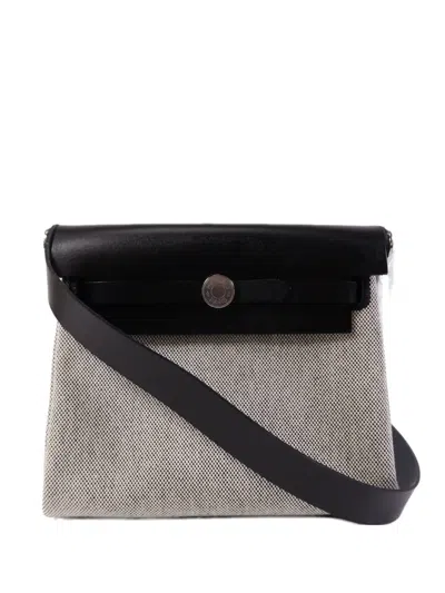 Pre-owned Hermes Mini Herbag Shoulder Bag In Gray