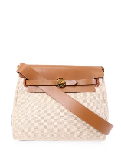 Pre-owned Hermes Mini Herbag Shoulder Bag In Neutral