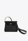 Hermes Mini Herbag Zip 20 In Ebene Toile And Hunter Leather With Gold Hardware In Ebene