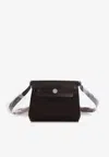 Hermes Mini Herbag Zip 20 In Ebene Toile And Hunter Leather With Palladium Hardware