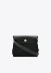 Hermes Mini Herbag Zip 20 Retourne In Black Militaire Canvas And Hunter Leather With Palladium Hardware
