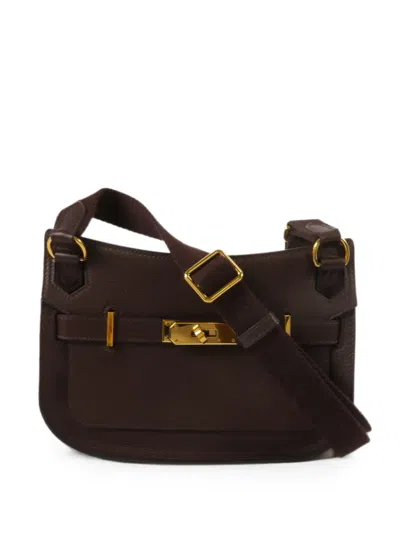 Pre-owned Hermes Mini Jypsiere Evercolor Shoulder Bag In Brown