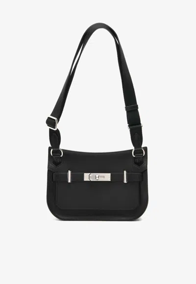 Hermes Mini Jypsiere In Black Evergrain Leather With Palladium Hardware