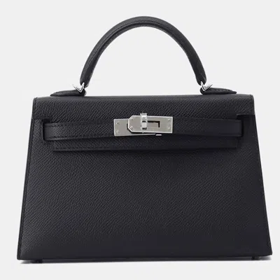 Pre-owned Hermes Mini Kelly 2 Black Epsom