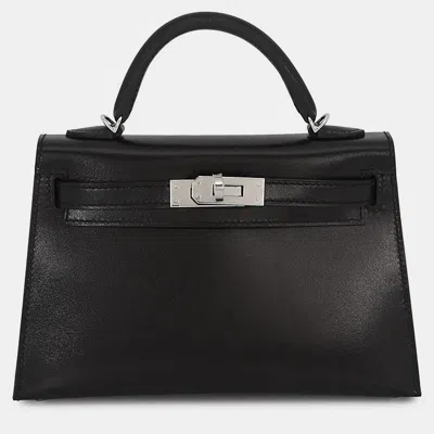 Pre-owned Hermes Mini Kelly 2 (outside) Black Box Calf Leather