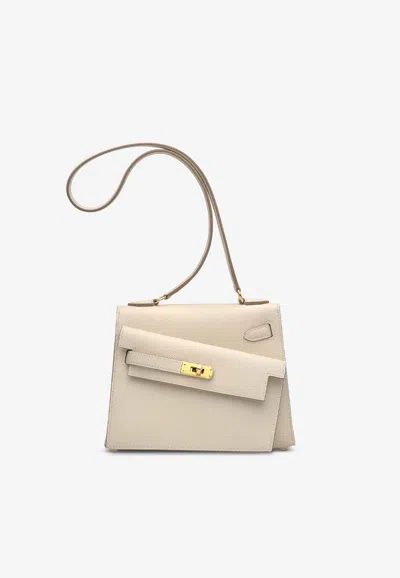 Hermes Mini Kelly 20 En Desordre In Craie Epsom Leather With Gold Hardware