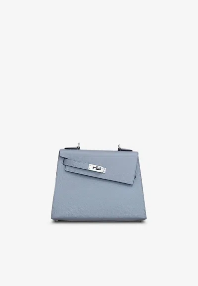 Hermes Mini Kelly 20 En Desordre In Gris Pantin Epsom Leather With Palladium Hardware In Gray