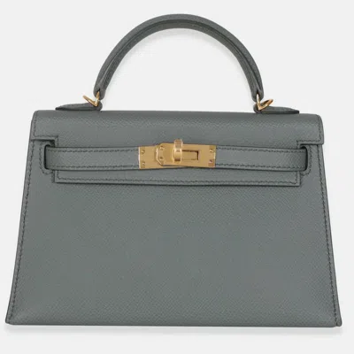 Pre-owned Hermes Mini Kelly 20 Ii Vert Amande Epsom Bag In Green