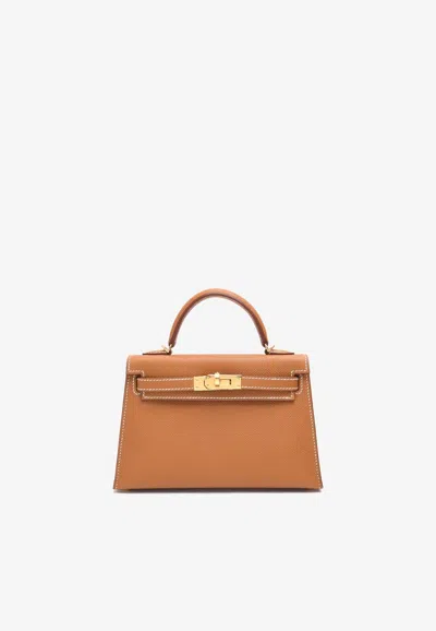 Hermes Mini Kelly 20 In Gold Epsom Leather With Gold Hardware