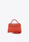 Hermes Mini Kelly 20 In Orange Poppy Chèvre Mysore With Palladium Hardware In Orange