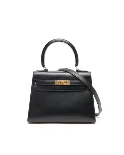 Pre-owned Hermes Hermès Mini Kelly 20 Sellier Box Bag In Black