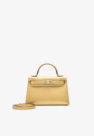 Hermes Mini Kelly 20 Sellier In Dore Chevre Chamkilight With Permabrass Hardware