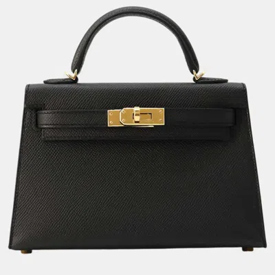Pre-owned Hermes Mini Kelly Do Black Epsom Bag