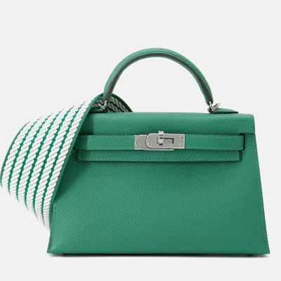 Pre-owned Hermes Mini Kelly Do Vert Vertigo Epsom Mini In Green