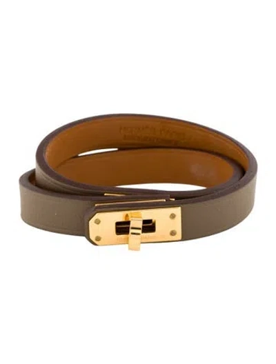 Pre-owned Hermes Mini Kelly Double Tour Bracelet In Brown