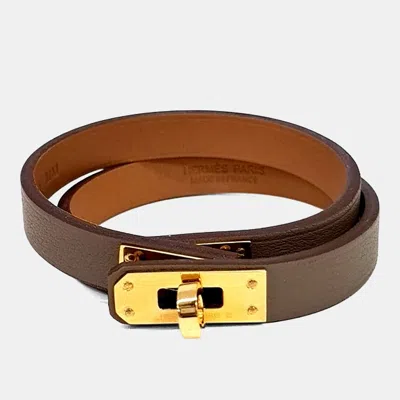 Pre-owned Hermes Hermès Mini Kelly Double Tour Bracelet (g) In Brown