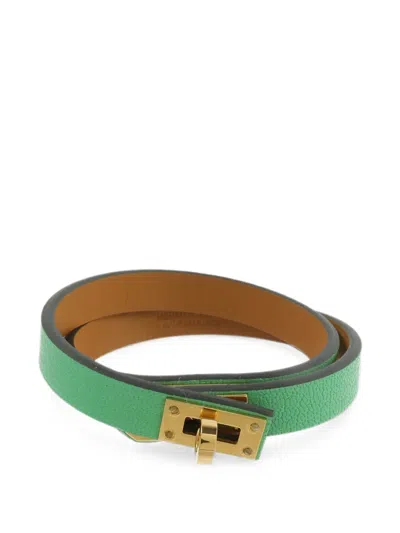 Pre-owned Hermes Mini Kelly Double Tour Bracelet In Gold