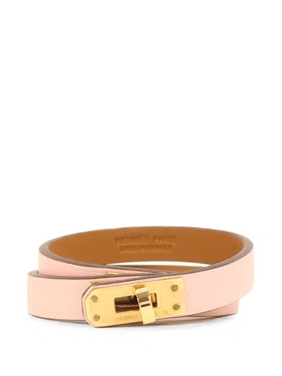 Pre-owned Hermes Mini Kelly Double Tour Bracelet In Gold