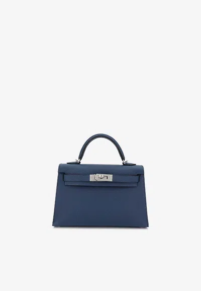 Hermes Mini Kelly Ii 20 In Bleu De Prusse Epsom With Palladium Hardware In Blue