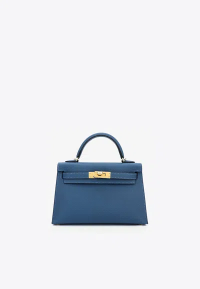Hermes Mini Kelly Ii 20 In Deep Blue Epsom Leather With Gold Hardware