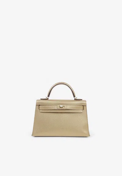 Hermes Mini Kelly Ii 20 In Dore Chamkila Leather With Permabrass Hardware