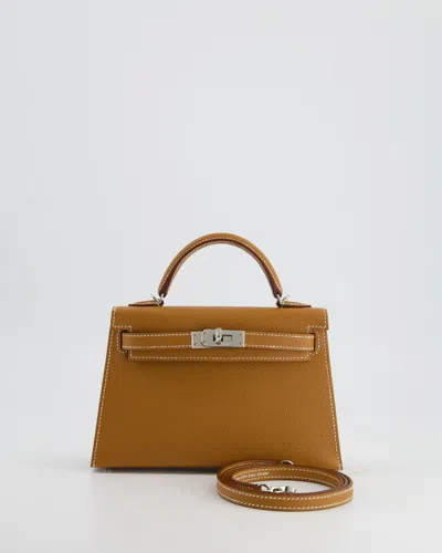 Pre-owned Hermes Hermès Mini Kelly Ii 20cm In Epsom Leather With Palladium Hardware In Brown