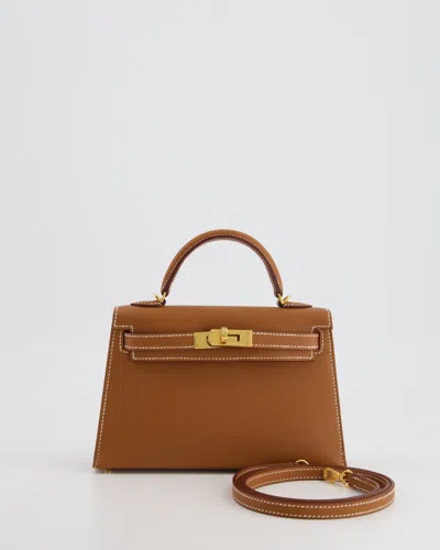 Hermes Mini Kelly Ii 20cm In Gold Epsom Leather With Gold Hardware In Brown