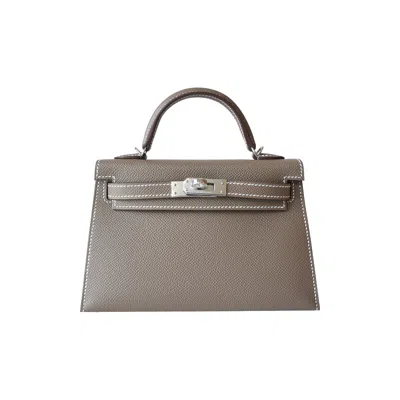 Hermes Mini Kelly Ii Bag Palladium Hardware Etoupe