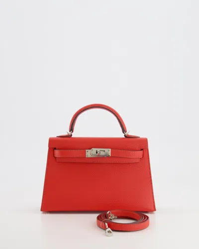 Pre-owned Hermes Hermès Mini Kelly Ii Sellier 20cm In Capucine Epsom Leather With Palladium Hardware In Red